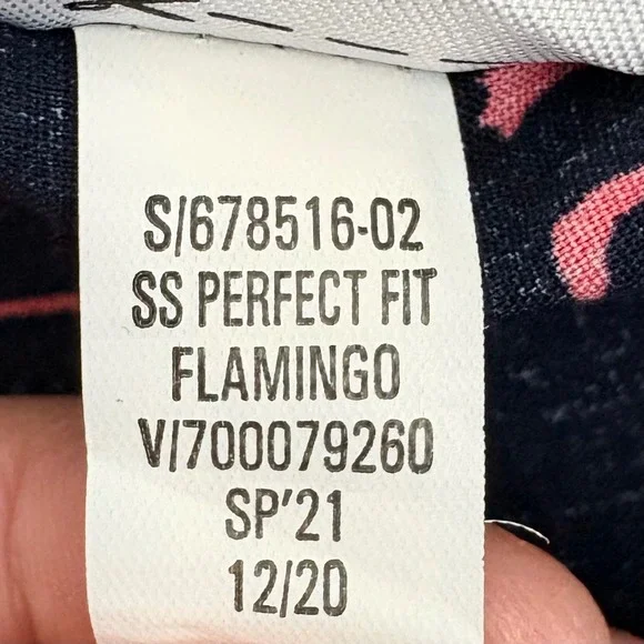 Old Navy Men All Over Print Flamingo Short Sleeve Perfect Fit Built Flex Shirt M - Picture 9 of 9